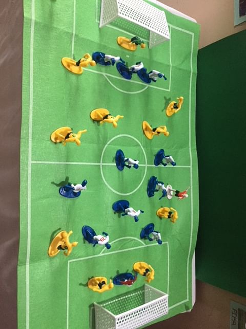 Miniature model of the football game. From Vimala Rao's collection.