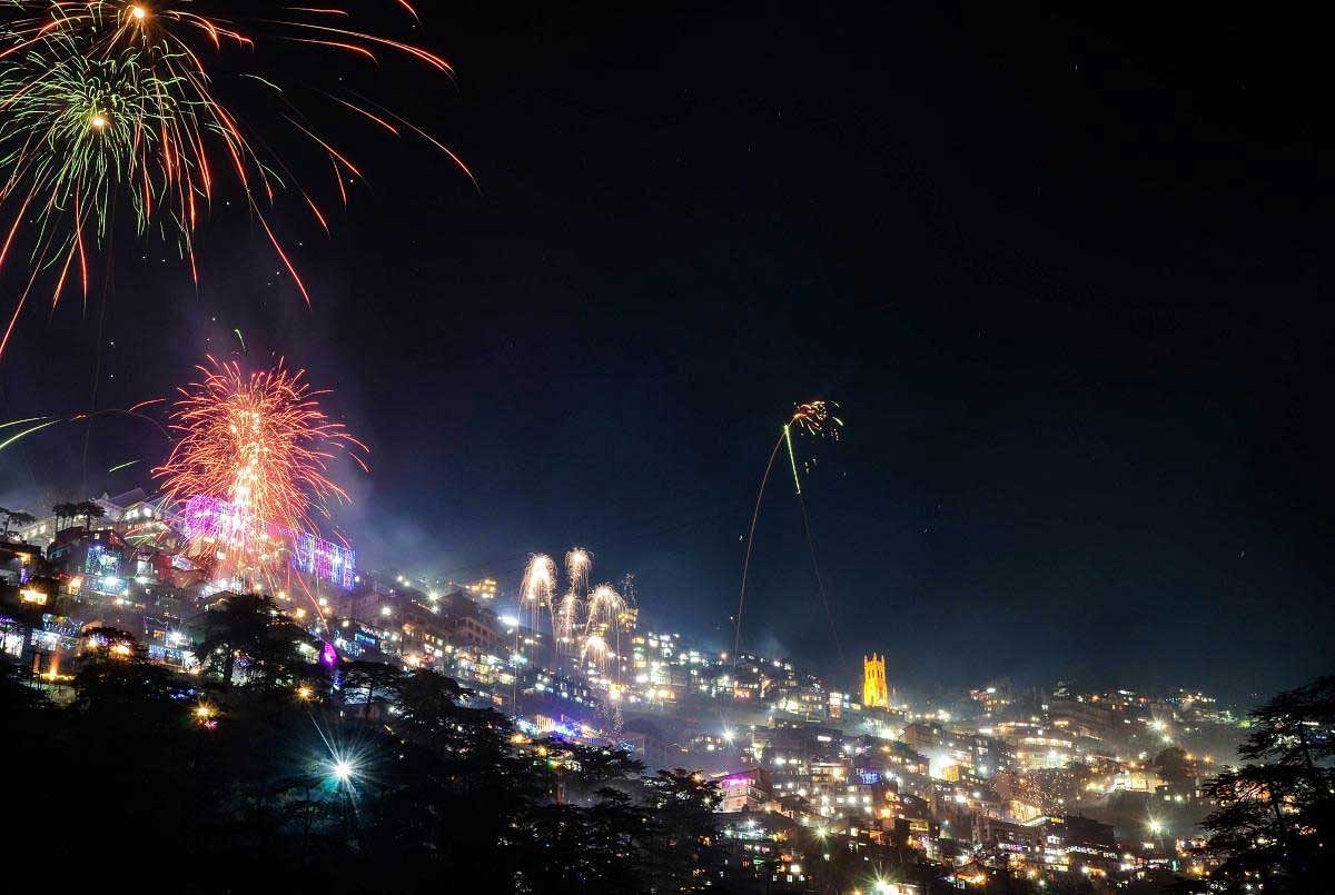Fireworks light the sky during 'Diwali' celebrations at Hills Queen, in Shimla, Wednesday, Nov 07, 2018. (PTI Photo)