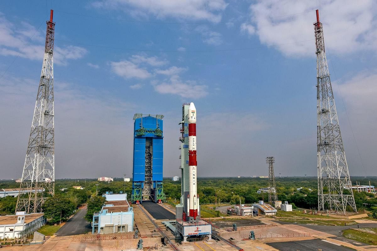 Sriharikota: Preparations underway for the launch of earth observation satellite Hyper Spectral Imaging Satellite (HysIS) equipped in Polar Satellite Launch Vehicle Core Alone Variant (PSLV-CA), at Sriharikota, Wednesday, Nov. 28, 2018. The mission will launch an observation satellite of Earth and 30 other small satellites from eight countries on November 29, 2018. (PTI Photo)