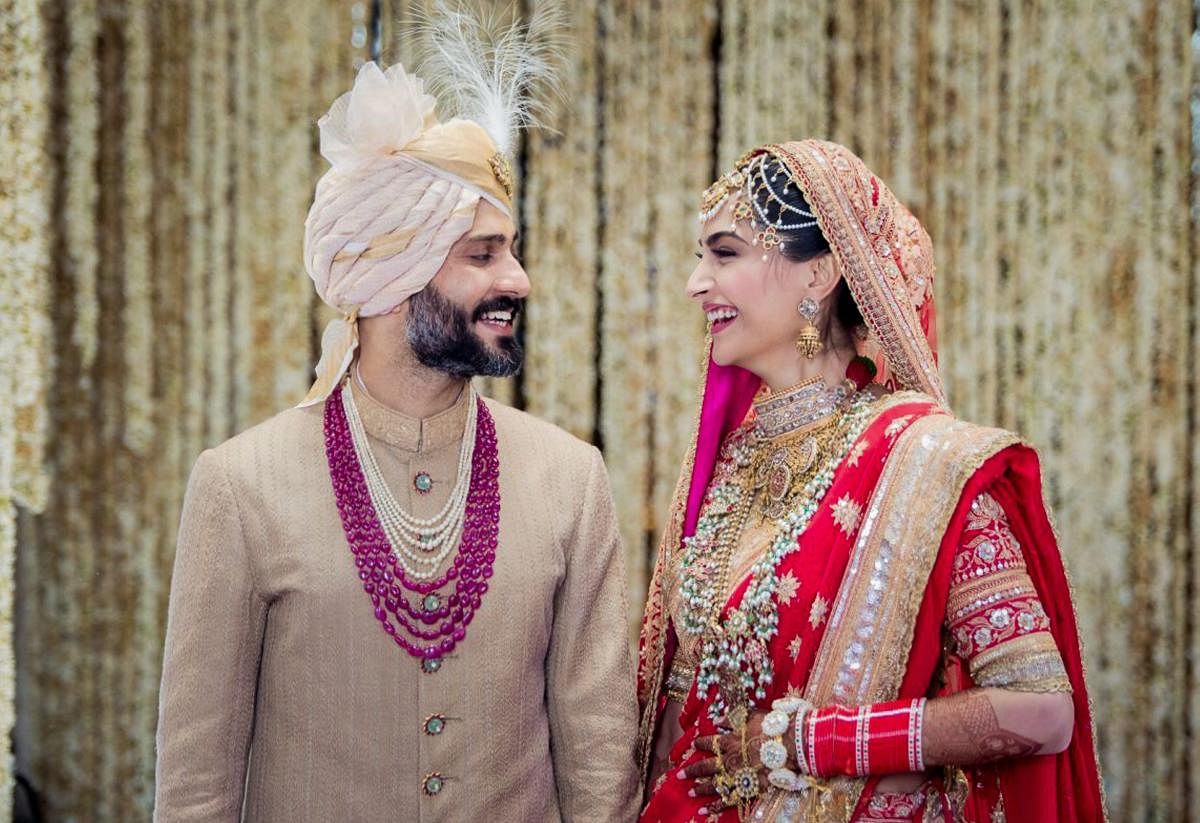 Bollywood actor Sonam Kapoor and Delhi businessman Anand Ahuja tie the knot in a traditional Sikh wedding, in Mumbai on May 8.
