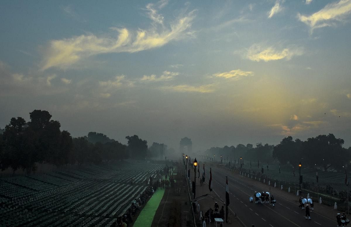 A view of Rajpath during the full dress rehearsal for the 70th Republic Day Parade, in New Delhi. (PTI Photo/Atul Yadav)