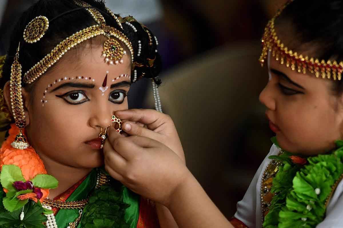 Children dress up to take part in the 10th Hindu Spiritual and Service Fair 2019, in Chennai, Thursday, Jan 31, 2019. (PTI Photo)