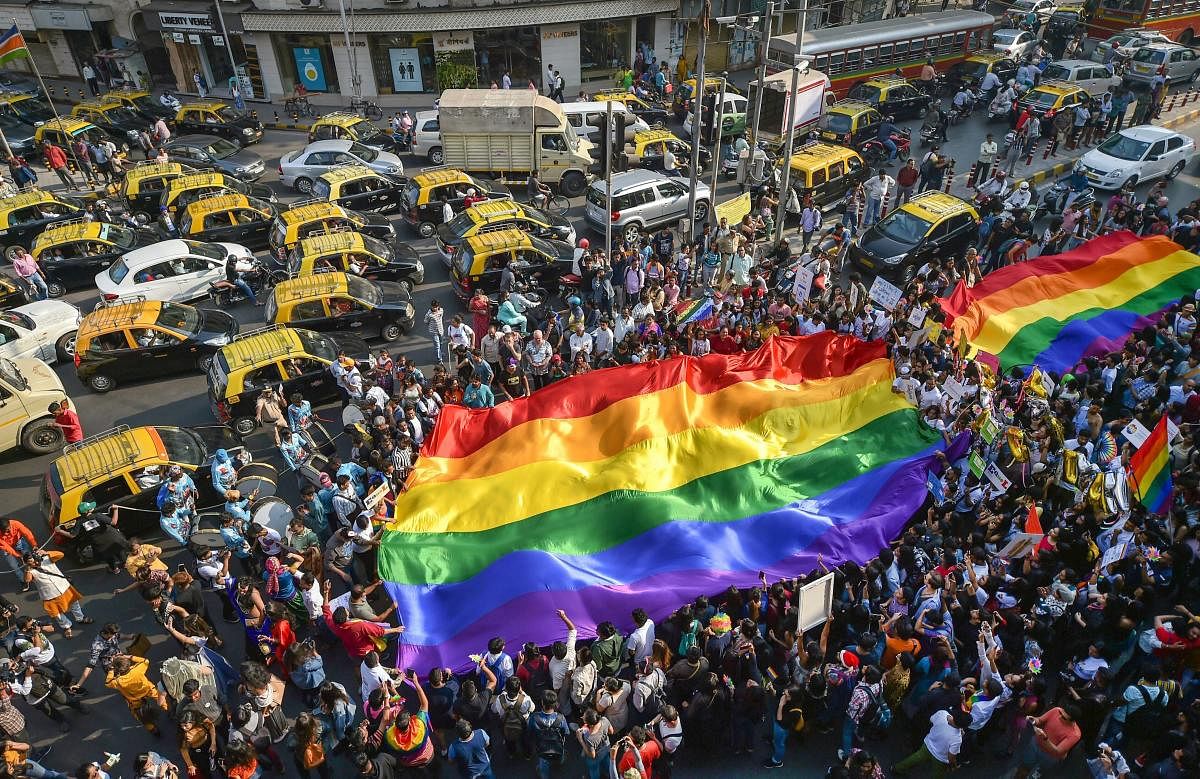 Members of the LGBTQ community participate in a pride parade in Mumbai, Saturday, Feb 2, 2019. (PTI Photo/Mitesh Bhuvad)