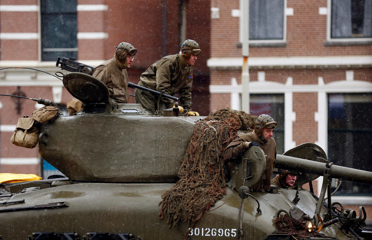 A M4 Sherman tank is seen during the 75th anniversary of the D-Day flag in Rotterdam, Netherlands, February 4, 2019. REUTERS/Eva Plevier