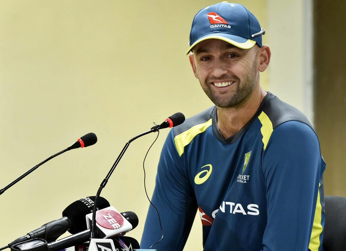 Australia's Nathan Lyon addresses a press conference ahead of the 3rd ODI match against India at JSCA Stadium in Ranchi. PTI