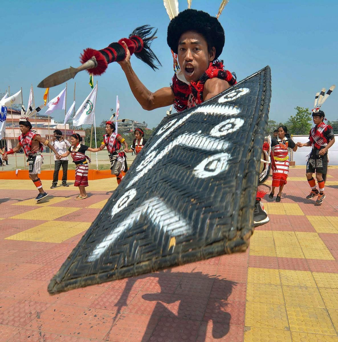 Cultural troops from various parts of northeast perform during the 4th Ethnic Cultural Meet, in Guwahati, Thursday, March 28, 2019. (PTI Photo)