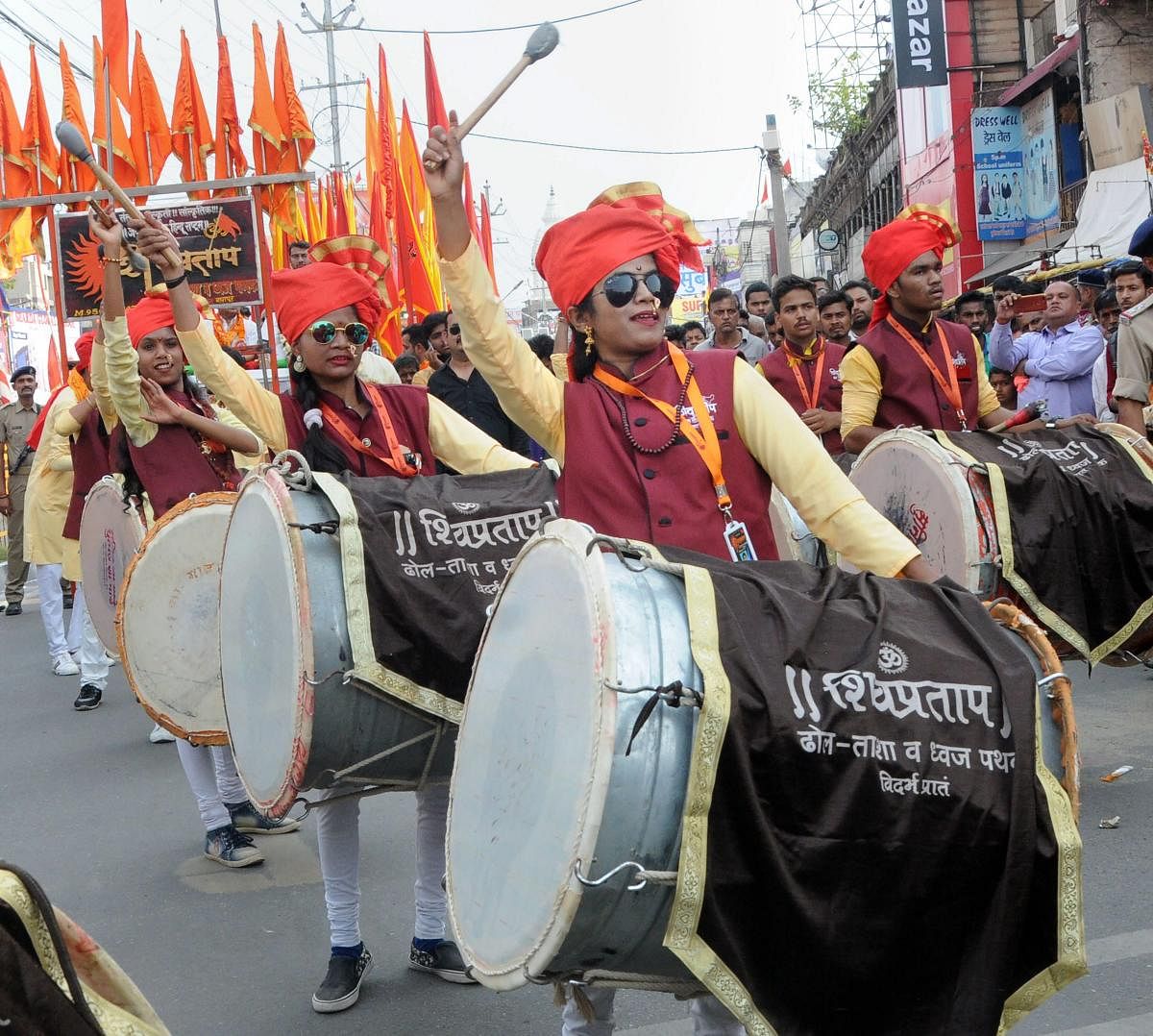 Ranchi: Artists take part in a Ram Navami procession in Ranchi, Saturday, April 13, 2019. PTI