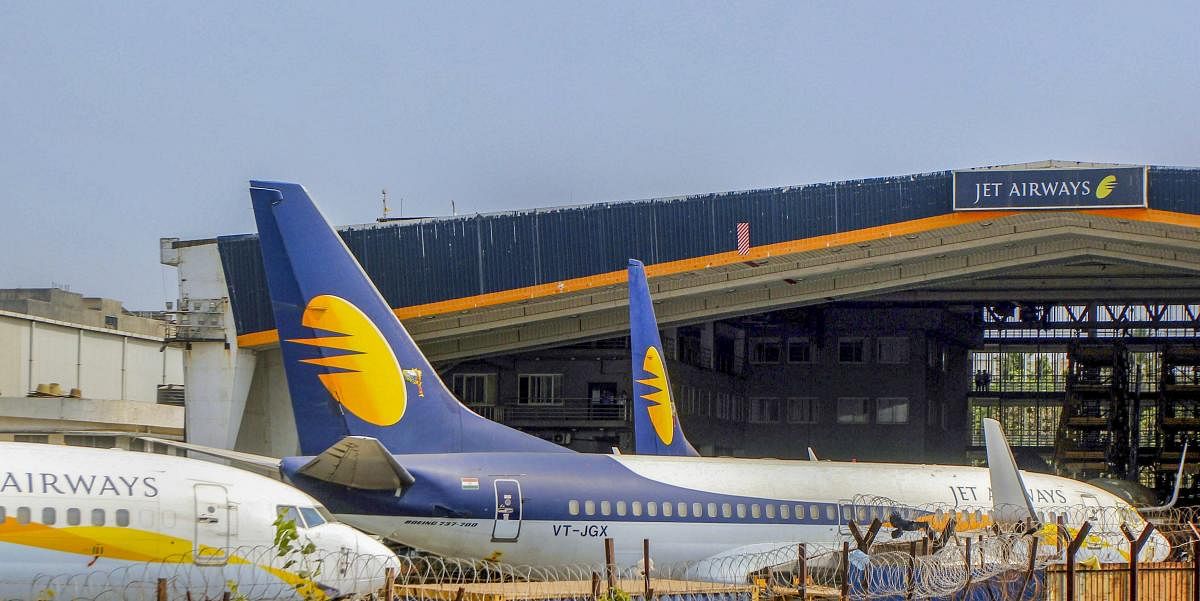 Jet Airways aircrafts seen parked at Chattrapati Shivaji International Airport in Mumbai, Tuesday, April 16, 2019. As trouble at Jet Airways continues to mount, aviation minister Suresh Prabhu has called for a review of issues related to the airline. PTI