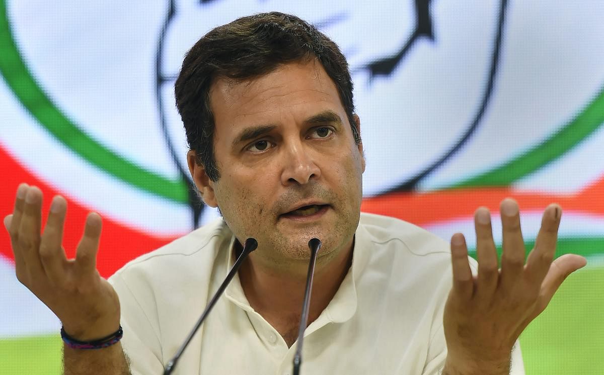 New Delhi: Congress President Rahul Gandhi addresses a press conference at party HQ, in New Delhi, Friday, May 17, 2019. PTI