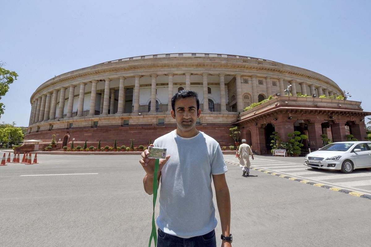 Newly-elected East Delhi MP Gautam Gambhir poses for a photograph at Parliament House, in New Delhi. PTI Photo
