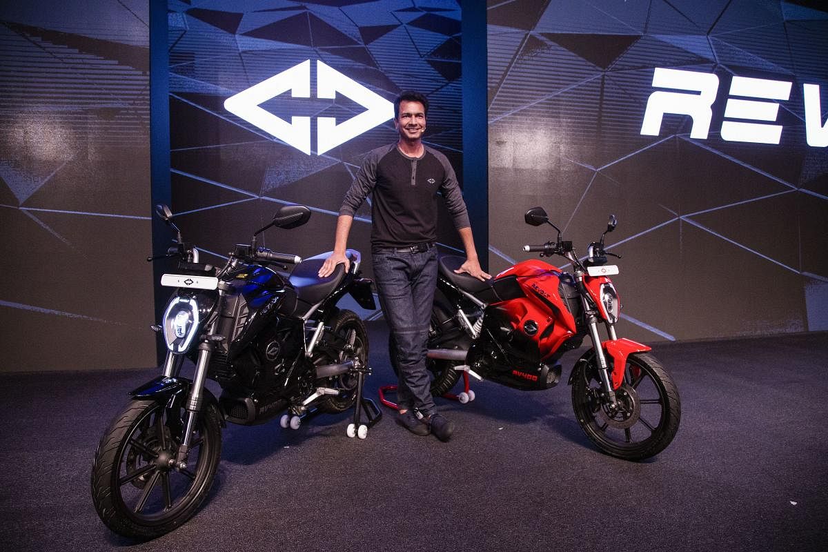 Rahul Sharma, Founder and Chief Revolutionary Officer of Revolt Intellicorp Pvt. Ltd, during the launch of India's first AI-enabled motorcycle Revolt RV400, in New Delhi, Tuesday, June 18, 2019. PTI