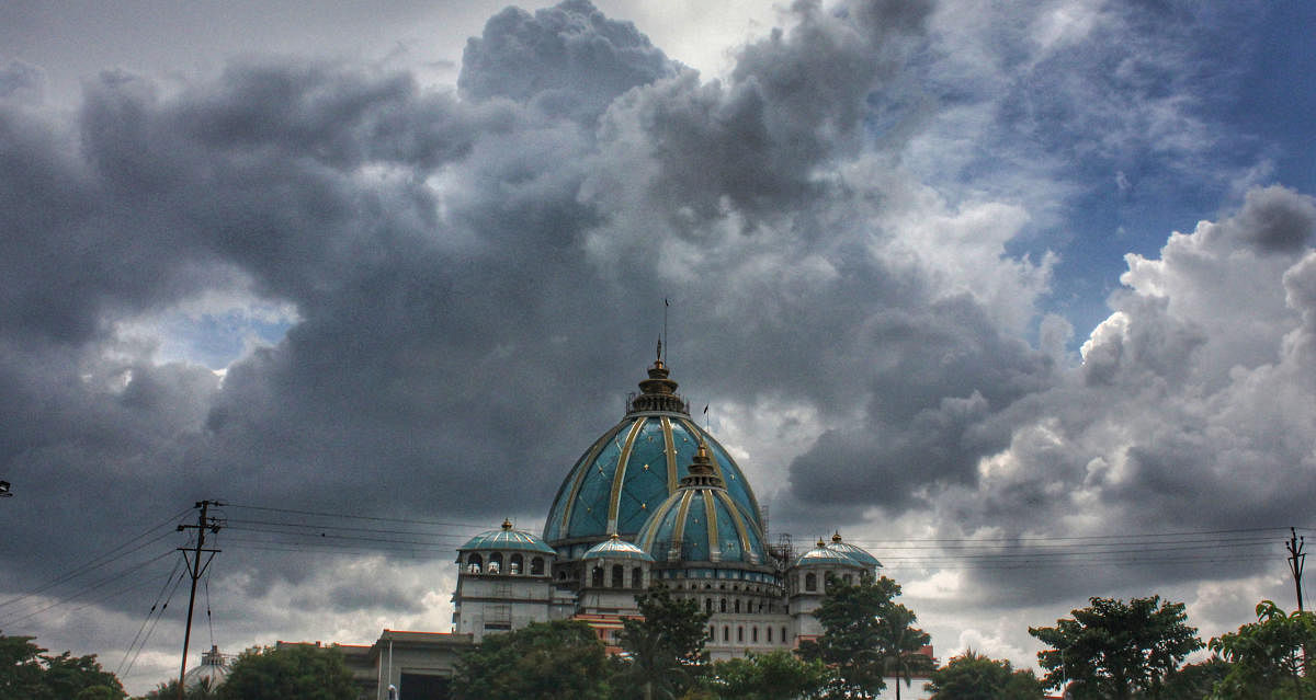Monsoon clouds hover over Mayapur Iskcon Temple, in Nadia, Friday, July 5, 2019. (PTI Photo)