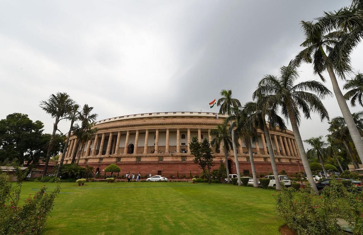 A view of the Parliament House during the ongoing Budget Session in New Delhi, Friday, July 5, 2019. (PTI Photo)