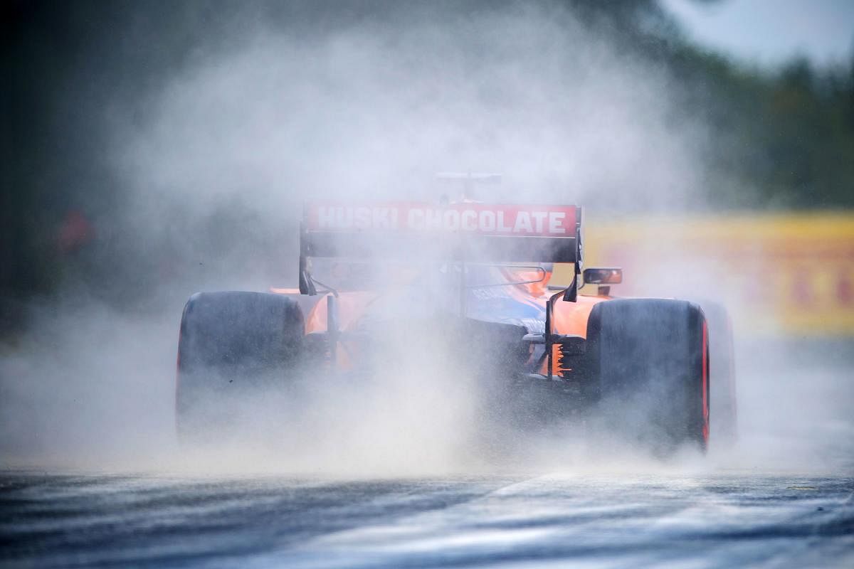 McLaren's Spanish driver Carlos Sainz Jr steers his car during the third practice session of the Formula One Hungarian Grand Prix AFP Photo