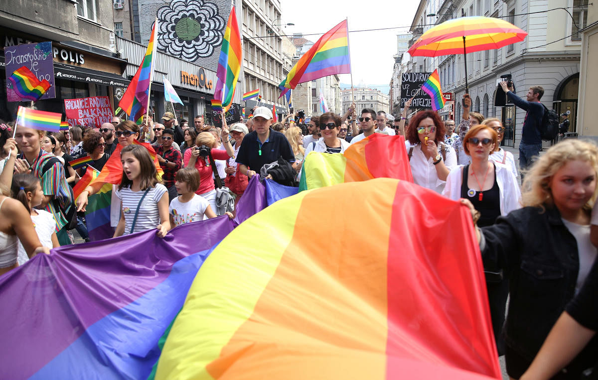 Participants are seen during the first gay pride parade in Sarajevo, Bosnia and Herzegovina September 8, 2019. (Photo by Reuters)