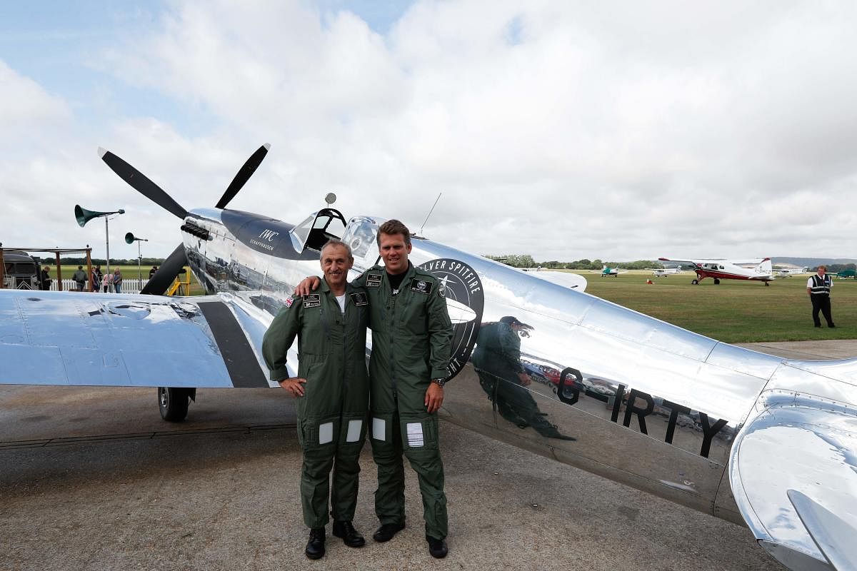 British aviators, Steve Brooks and Matt Jones, takes off on a first-ever attempt to fly a Spitfire around the world, proclaiming the iconic fighter plane as a symbol of freedom. (AFP Photo)