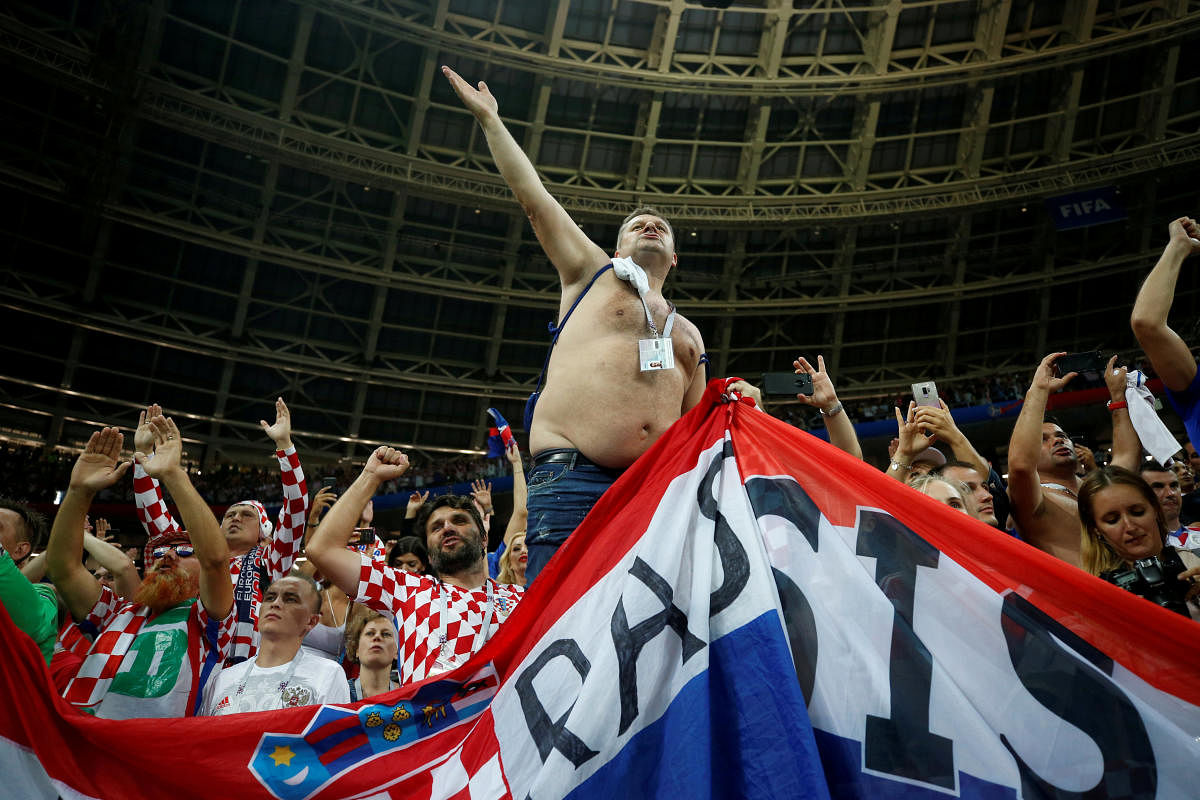 Croatian fans celebrate after the World Cup semi-final against England. (Reuters Photo)
