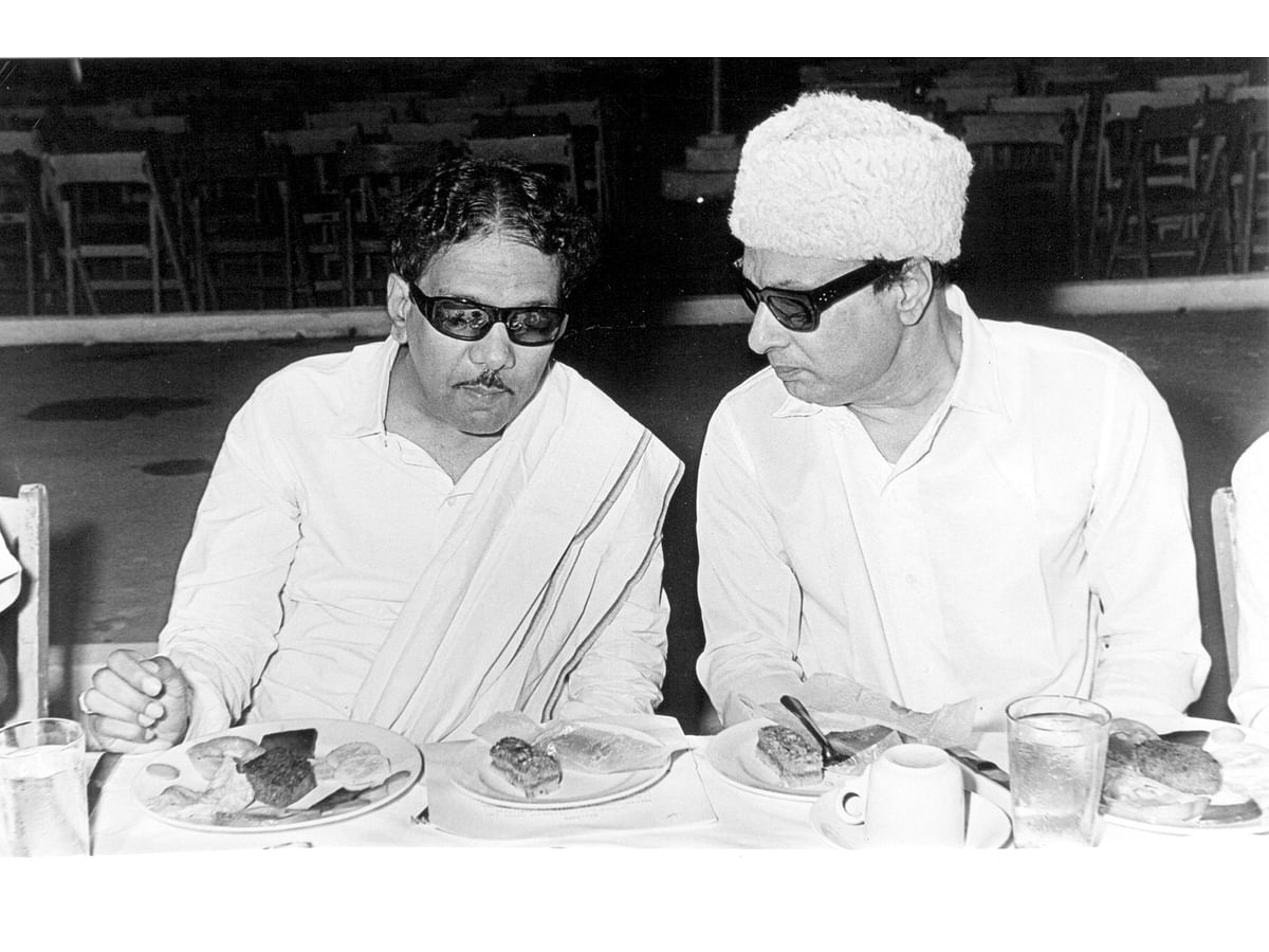 M Karunanidhi with M G Ramachandran.