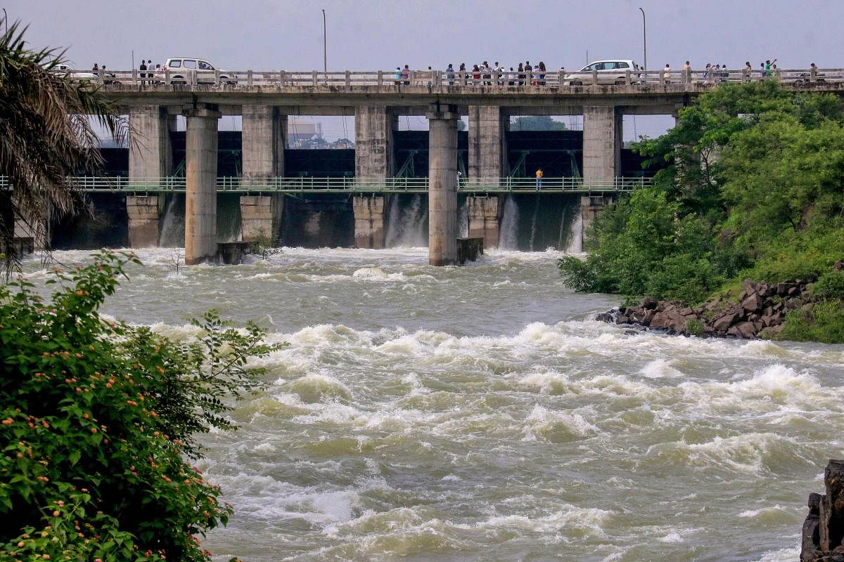 Water gushes out after three sluice gates of the Kaliasot Dam were opened in Bhopal, Monday, Aug 19, 2019. (PTI Photo)