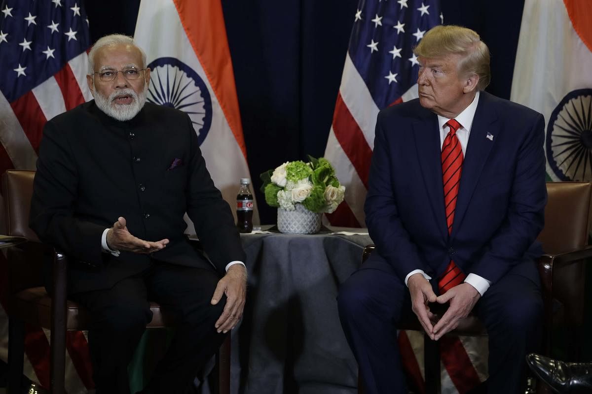 President Donald Trump meets with Indian Prime Minister Narendra Modi at the United Nations General Assembly, in New York. AP/PTI