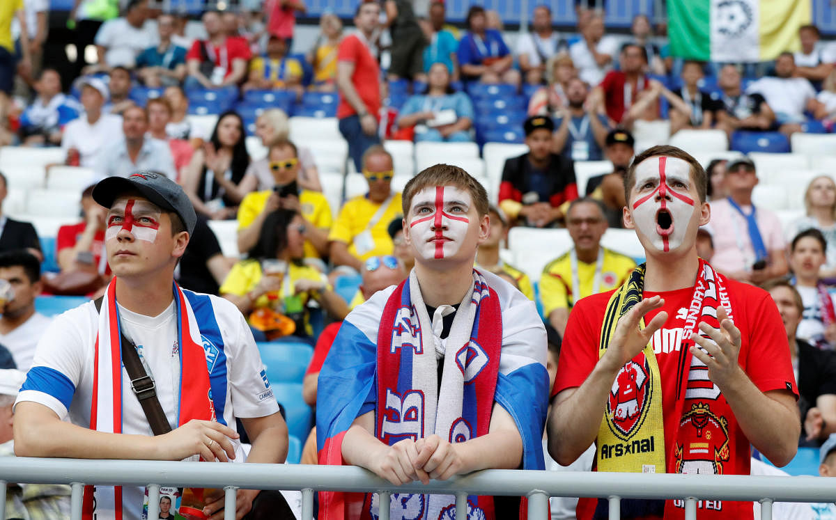 England fans inside the stadium before the match. Reuters photo