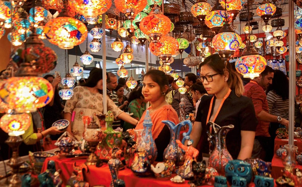 Visitors at a stall at India International Trade Fair, 2018, Pragati Maidan in New Delhi. PTI Photo