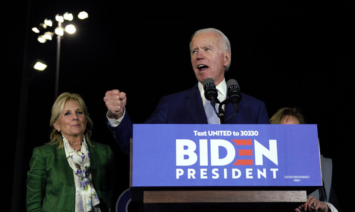 Democratic U.S. presidential candidate and former Vice President Joe Biden speaks at his Super Tuesday night rally in Los Angeles, California, U.S. Credit: Reuters Photo