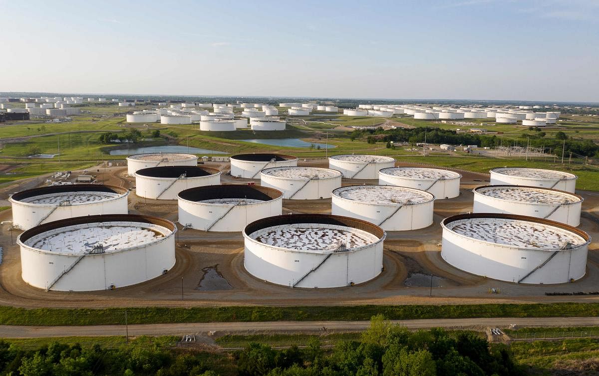An aerial view of a crude oil storage facility (AFP Photo)