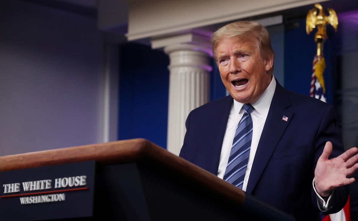 U.S. President Donald Trump addresses the daily coronavirus task force briefing at the White House in Washington, U.S., April 21, 2020. (REUTERS Photo)