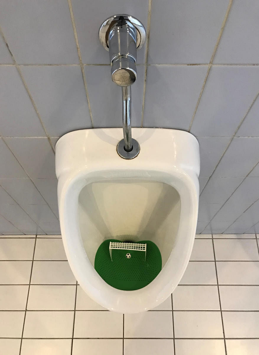 A urinal with a soccer goal inside is seen in a hotel in Saint Petersburg, Russia, June 20, 2018. As well as shooting all the matches, Reuters photographers are producing pictures showing their own quirky view from the sidelines of the World Cup. REUTERS