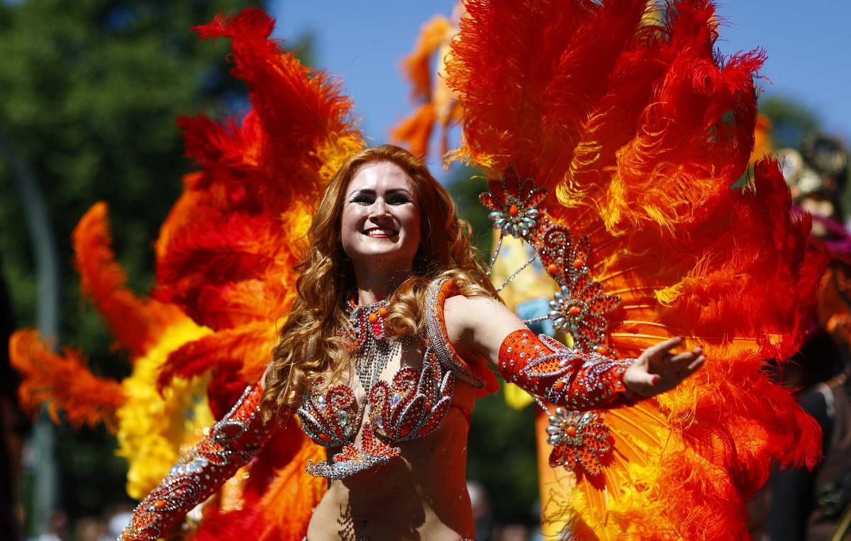 A performer takes part in the annual street parade, which is part of the Carnival of Cultures celebrating the multi-ethnic diversity of the city, in Berlin, Germany. Reuters Photo