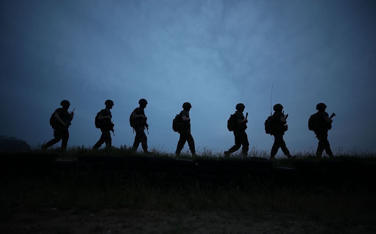 South Korean marines patrol on the South Korea-controlled island of Yeonpyeong near the 'northern limit line' sea boundary with North Korea on June 17, 2020. Credit: AFP Photo