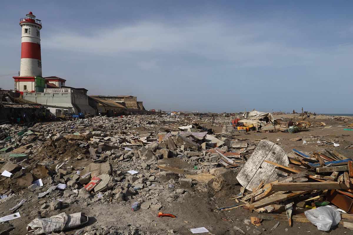 A general view of the demolished site in James Town, Accra, Ghana. Credit: AFP Photo