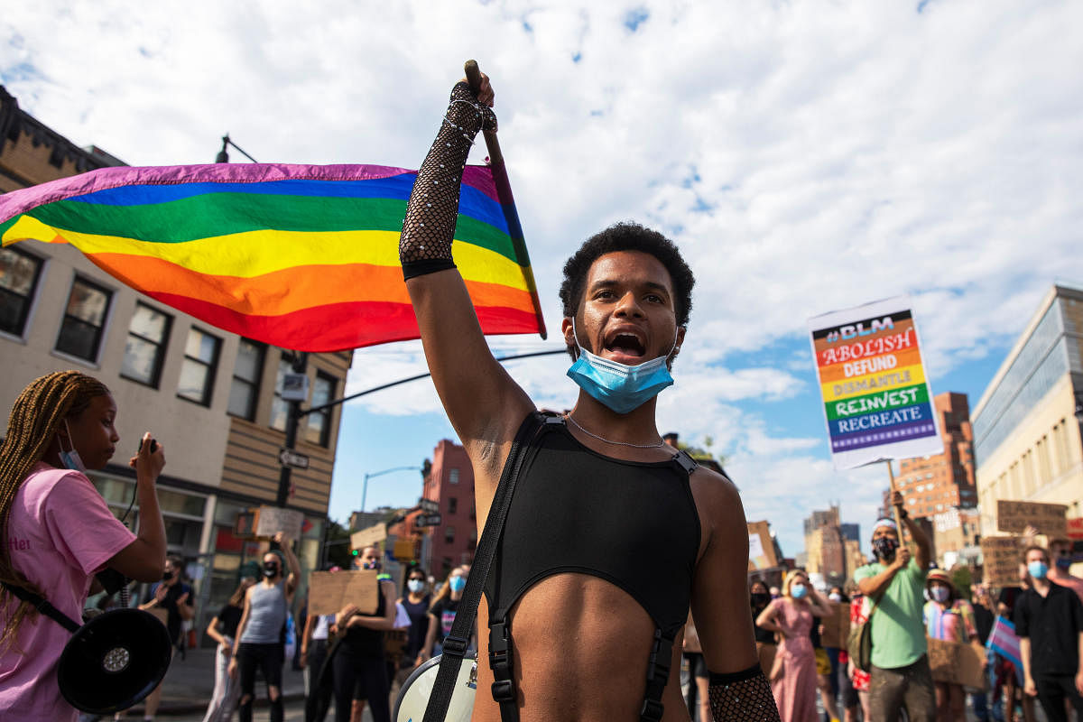 Demonstrators march in support of gay pride and black lives matter movements in New York City, New York. Credit/Reuters Photo