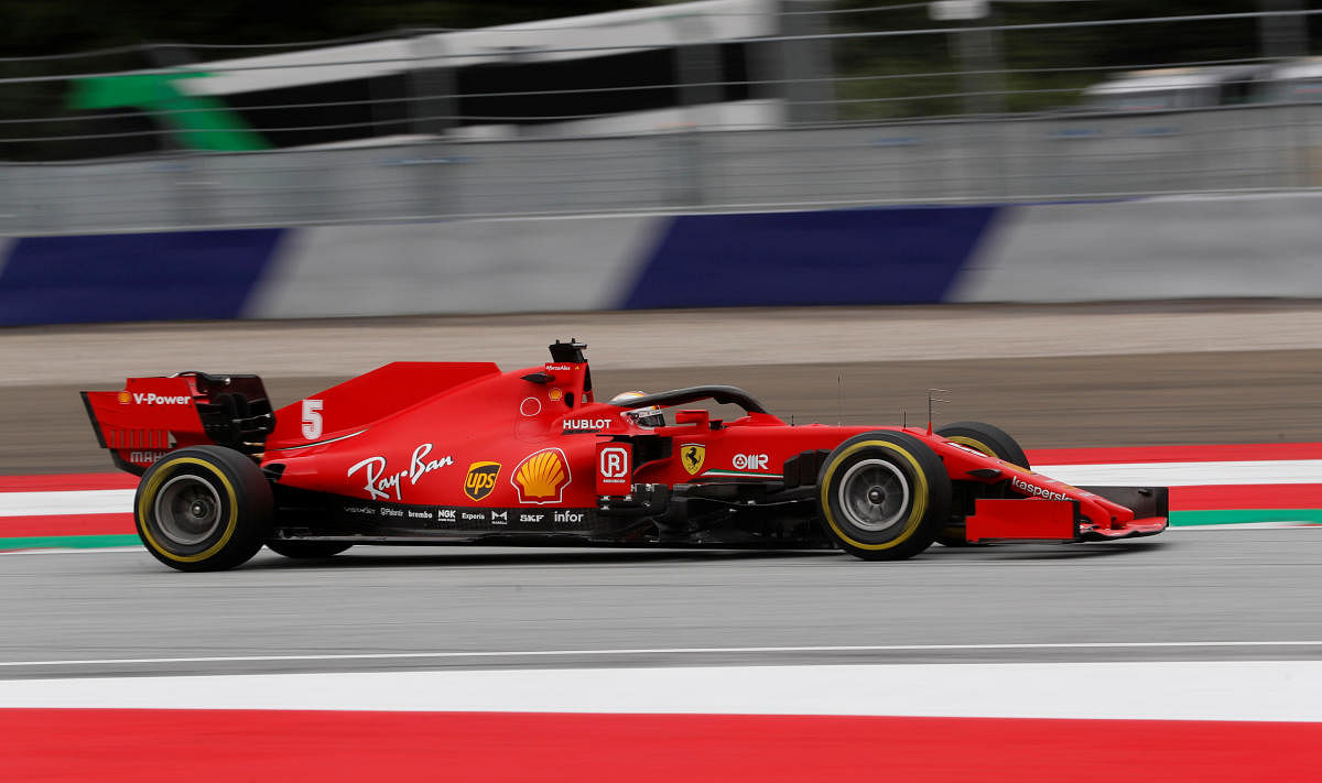 Ferrari's Sebastian Vettel during practice, as F1 resumes following the outbreak of the coronavirus disease (Covid-19). Credit/Reuters Photo