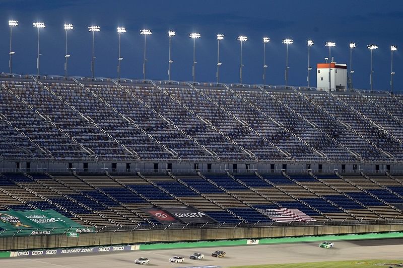 Cars race during the NASCAR Xfinity Series Shady Rays 200 at Kentucky Speedway on July 09, 2020 in Sparta, Kentucky. Credits: AFP Photo