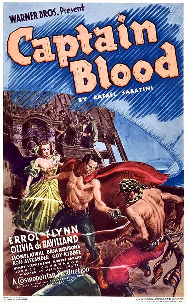 Captain Blood (1935) | The first in a string of films with Errol Flynn, “Captain Blood” established a winning formula: Flynn as the rakish, irreverent, truehearted hero of the common man, de Havilland as the well-mannered aristocrat worn down by his charms. Set in 17th-century England, the film stars Flynn as a doctor sold into slavery for rebelling against the king and de Havilland as the wealthy colonist who decides to buy him, more out of coquettish intrigue than a need for labour. Credit: IMDb