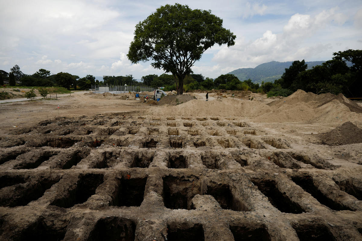 Recently dug graves are seen at an area for victims of the coronavirus disease, at La Bermeja cemetery, as the coronavirus disease outbreak continues, in San Salvador, El Salvador. Credit: Reuters Photo