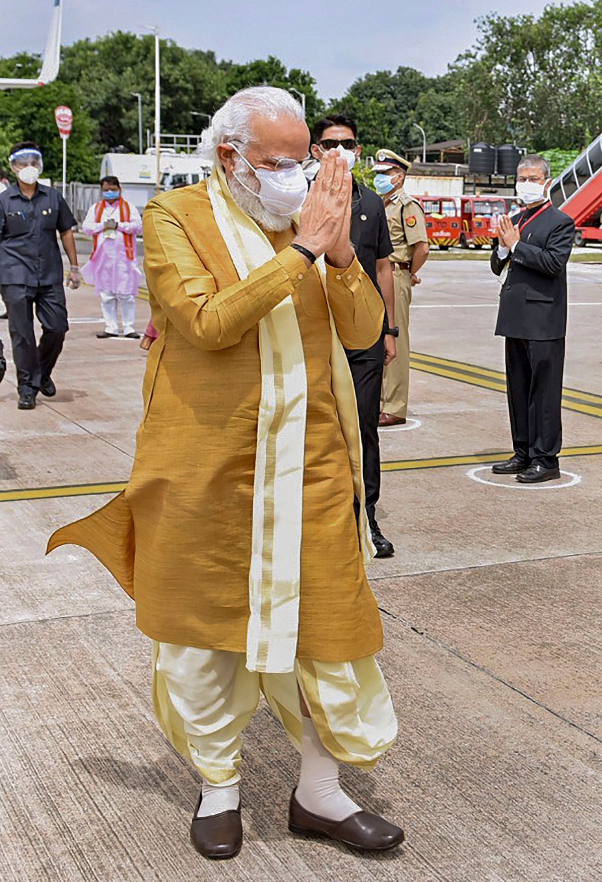 Prime Minister Narendra Modi arrives in Lucknow. Credit: PTI