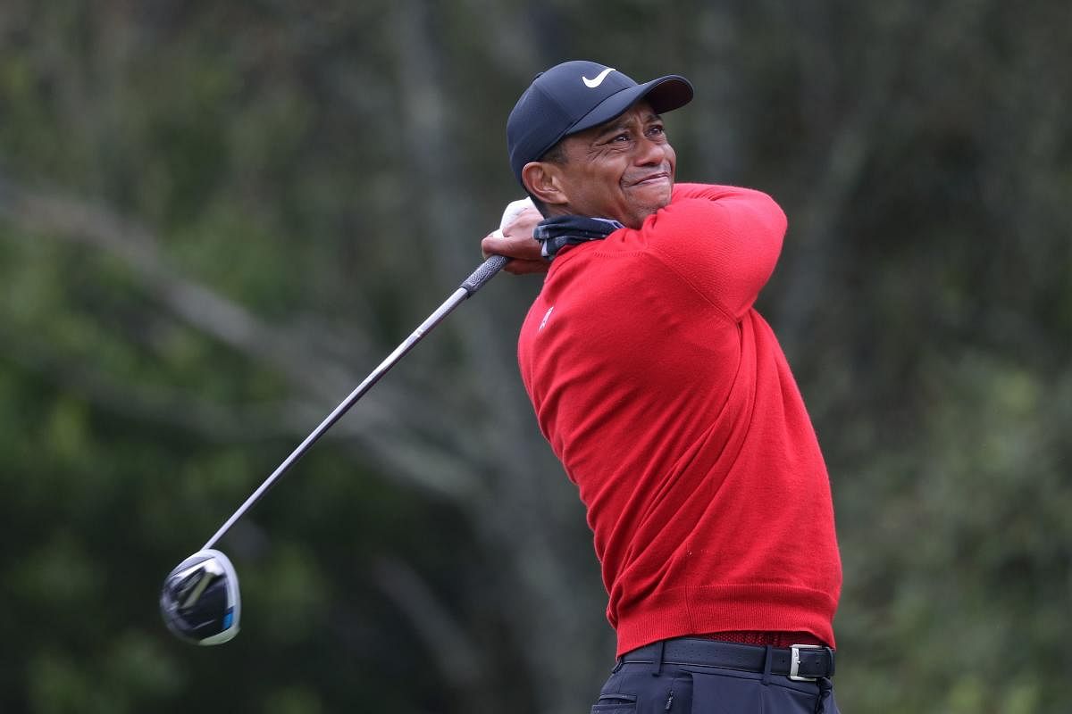 Tiger Woods of the United States plays his shot from the 12th tee during the final round of the 2020 PGA Championship at TPC Harding Park on August 09, 2020 in San Francisco, California. Jamie Squire/Getty Images/AFP