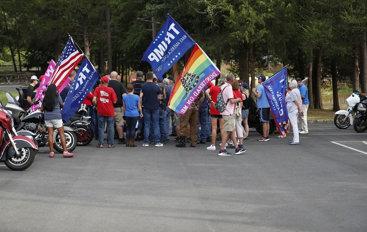 Bikers for Trump prepare to ride during the RNC 2020 Trump Biker Rally & Back the Blue Parade held at Park Road Park on August 27, 2020 in Charlotte, North Carolina. AFP/Getty