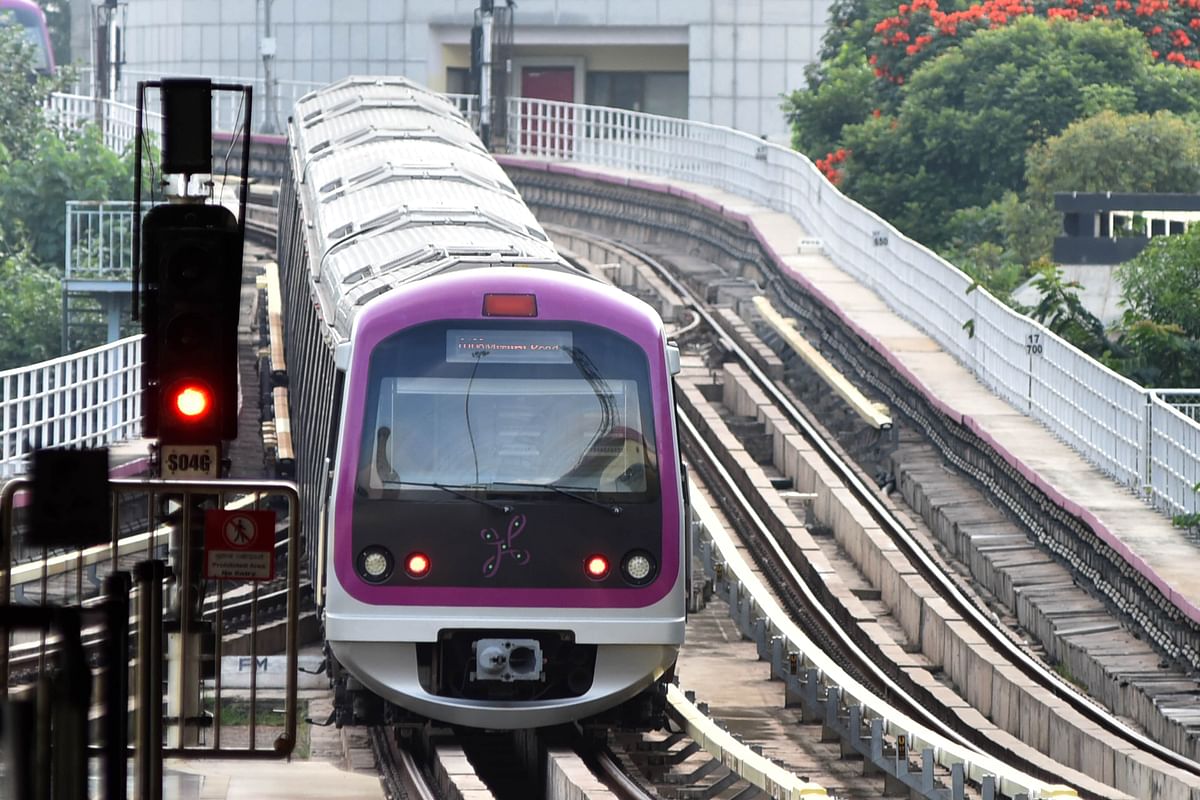 The Namma Metro Rail undergoing a test run. Credit: DH Photo