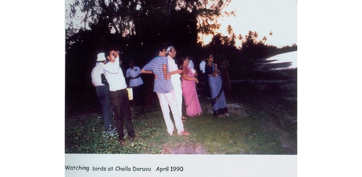 Dhawan watching birds at Cholla Doruvu in April 1990.