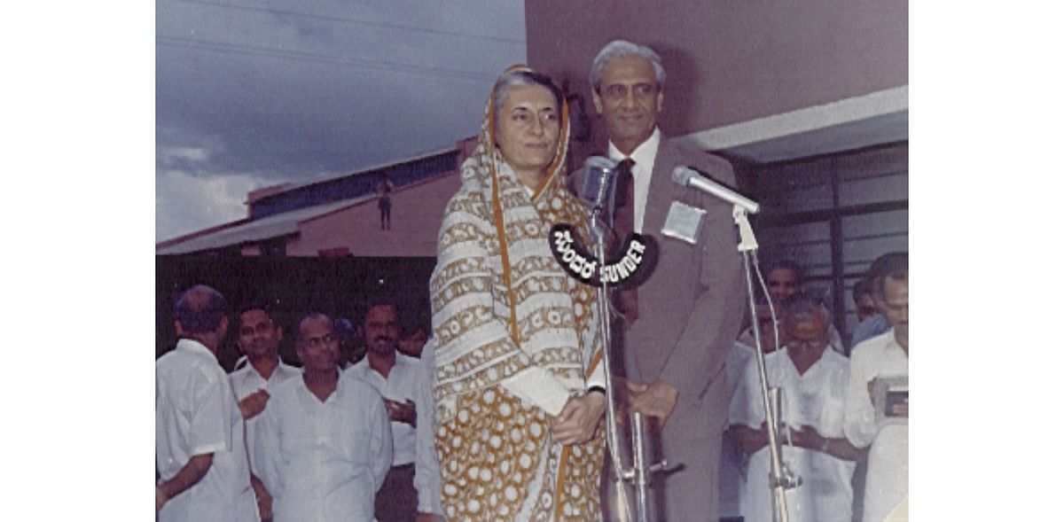 Satish Dhawan with Indira Gandhi. (Date and location unknown)
