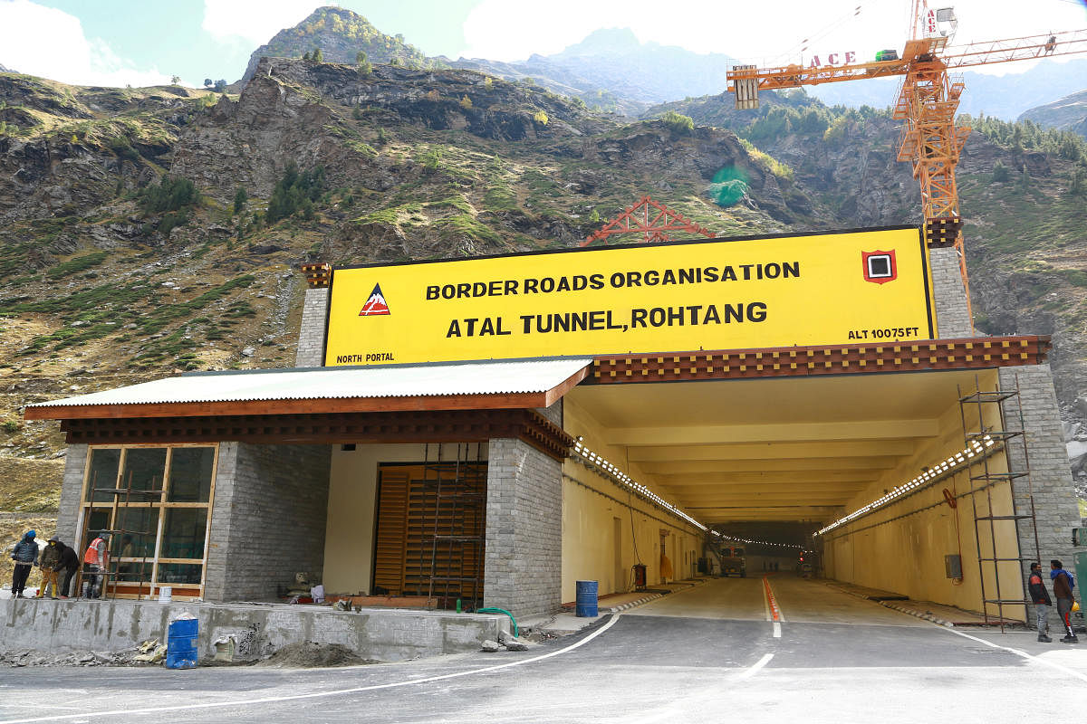 The longest road tunnel in the world above 10,000 feet, the newly constructed Atal Tunnel at Rohtang was inaugurated by Prime Minister Narendra Modi on September 3. Credit: Reuters