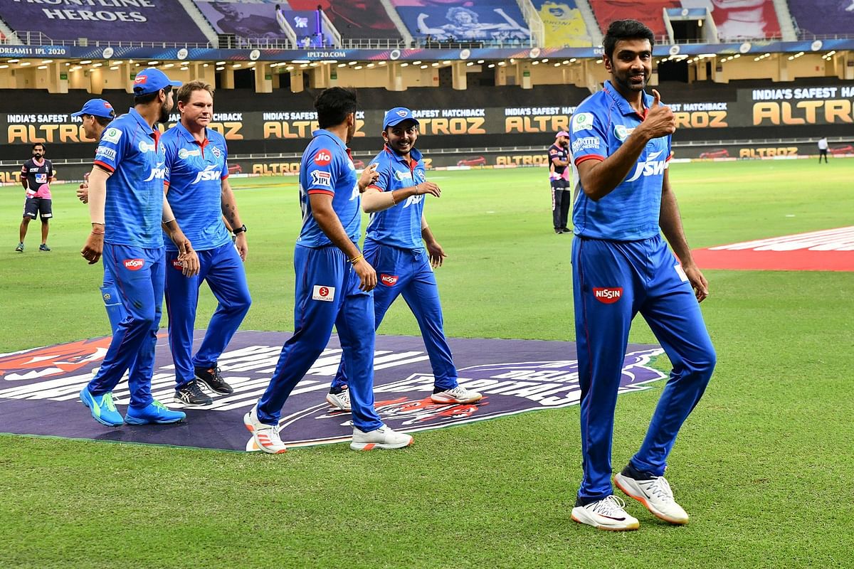 DC player R Ashwin and team celebrates win over Rajasthan Royals. Credit: IPL Official Website/iplt20.com