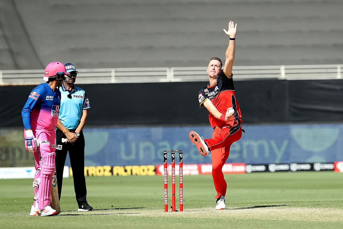Chris Morris of Royal Challengers Bangalore during the match. Credit: iplt20/BCCI