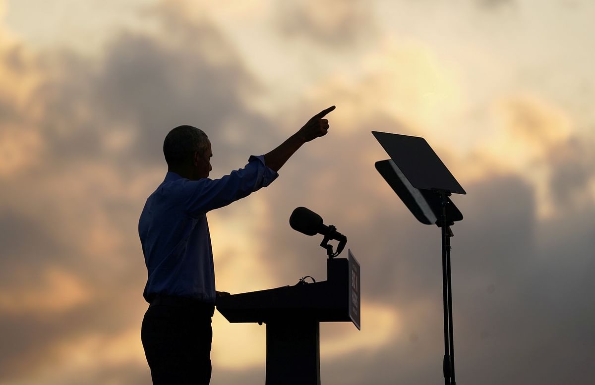 Former US President Barack Obama campaigns on behalf of Democratic presidential nominee and his former Vice President Joe Biden in Philadelphia. Credit: Reuters Photo