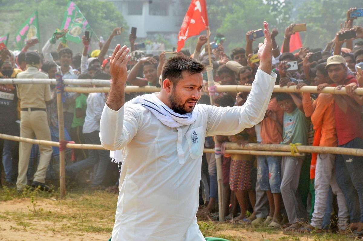 The Grand Alliance has declared Lalu Prasad Yadav's son Tejashwi Yadav to be their chief ministerial candidate, thereby making him the youngest chief ministerial candidate in Indian politics. Photo credit: PTI