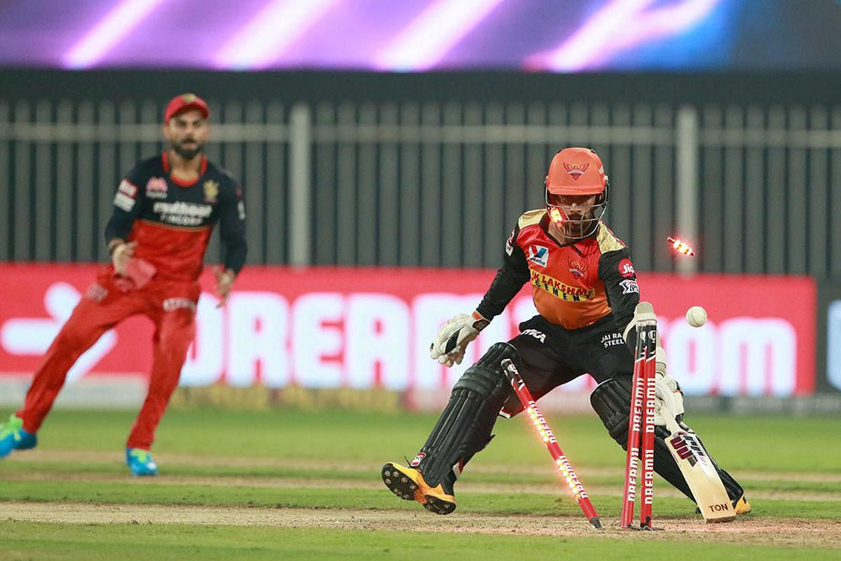 Sunrisers Hyderabad Wriddhiman Saha during the IPL cricket match against Royal Challengers Bangalore. Credit: PTI Photo